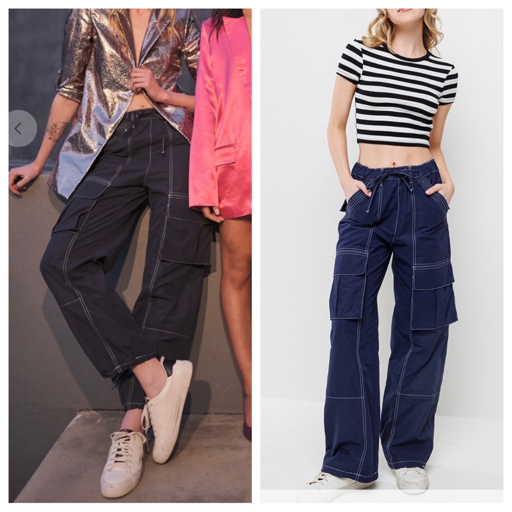 Must Have Stitch Detailed Nylon Cargo Pants